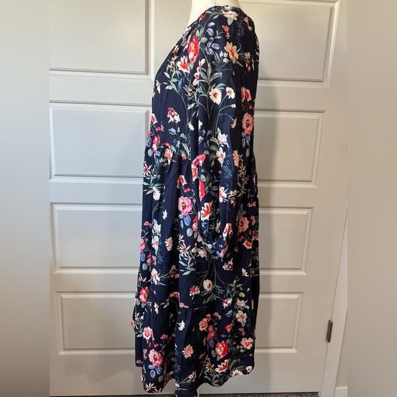 Gap Maternity Floral Print Tiered Midi Dress Long Sleeve Casual Spring Fall SM - Picture 3 of 8